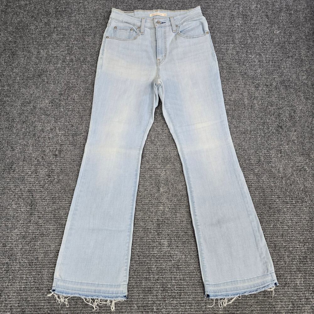 Levi's 725 Jeans Womens 28x30 Light Wash High Rise Bootcut Raw Hem Stretch